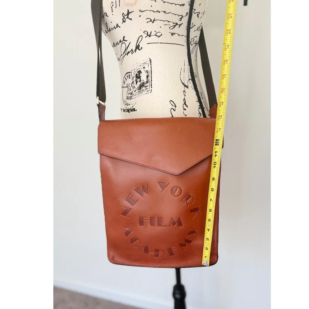 New York‎ Film Academy Leather Messenger Bag Cognac Brown Crossbody Satchel NYFA